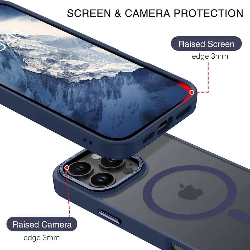 Custodia Magnetica Per IPhone 16 Pro 6,3'' - BENTOBEN - Traslucida Opaca Teal Blue - Compatibile MagSafe - Antiurto