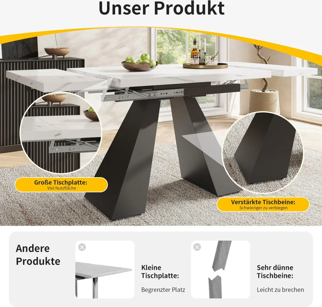 Table de cuisine moderne extensible grise avec structure en carbone - 15