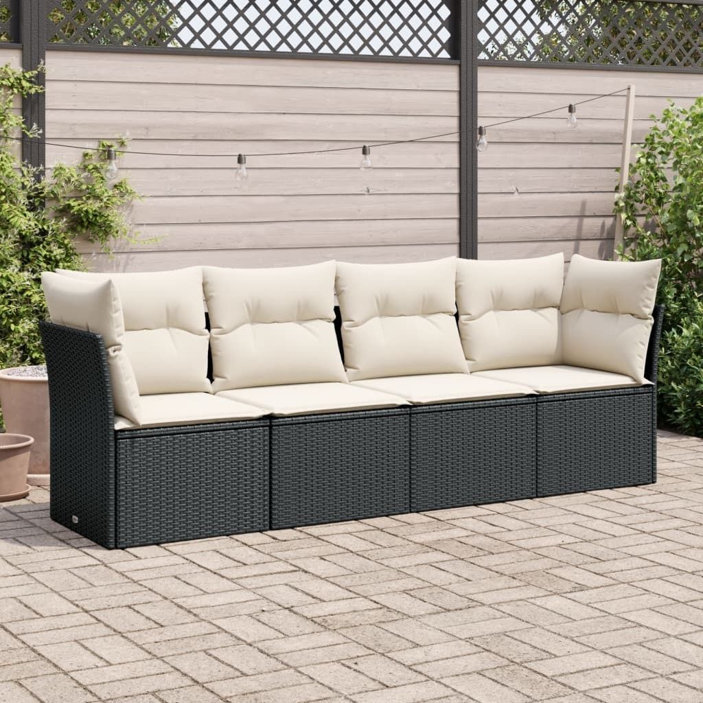 Maison Exclusive - 4-tlg. Garten-Sofagarnitur mit Kissen Schwarz Poly Rattan
