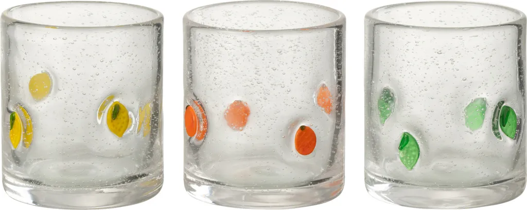 Lot 3 Petits Verres J-Line Agrumes - Idéal Jus et Eau colorés