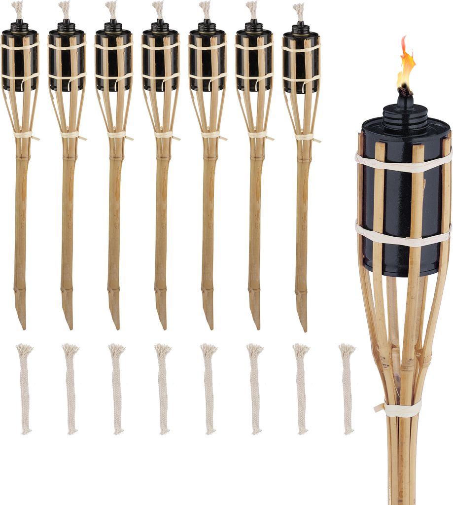 Relaxdays Gartenfackeln für draußen, 8er Set, 50 cm, Produktbild 