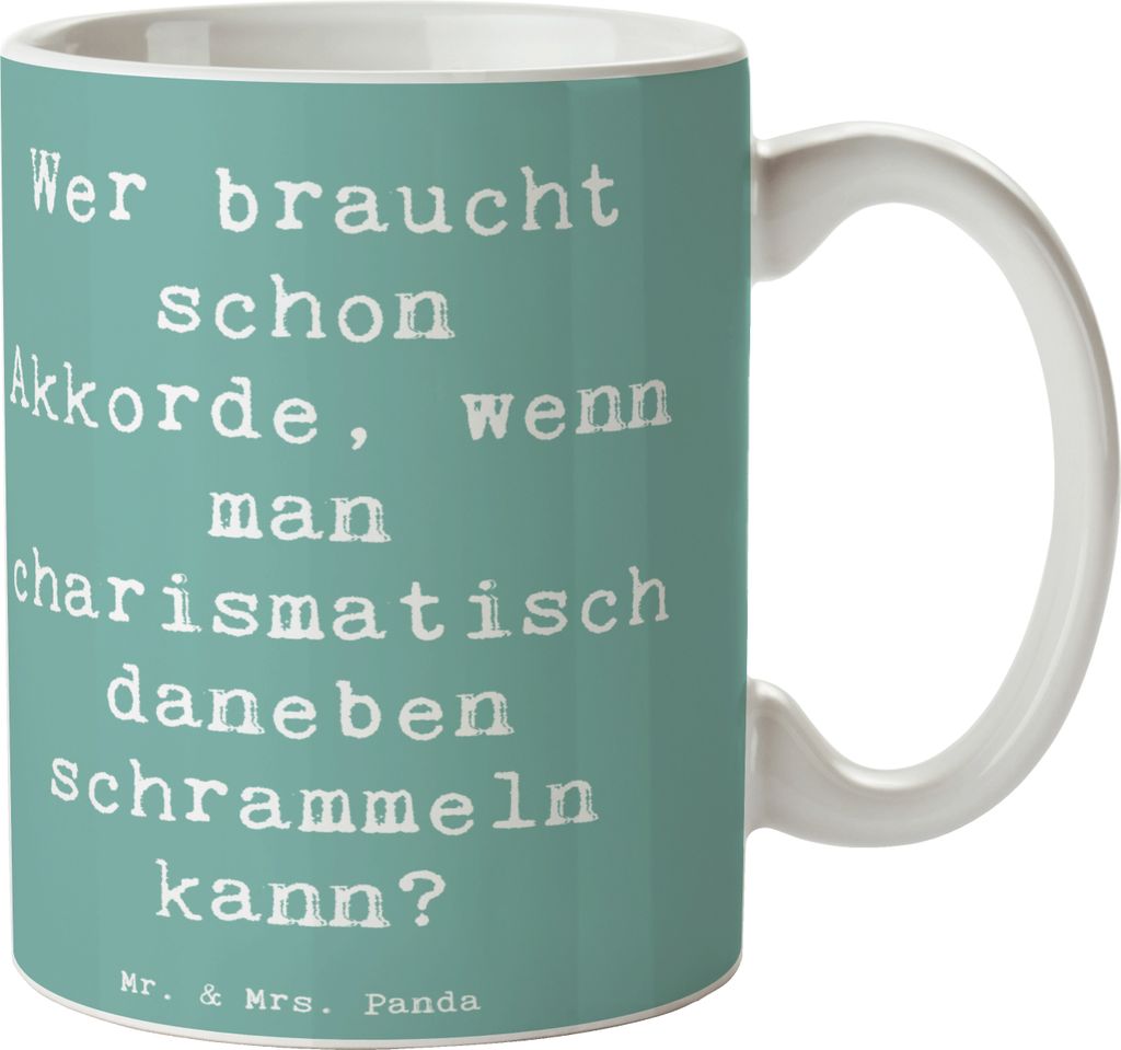 Mr. & Mrs. Panda Tasse Spruch Charisma Gitarre - Meeresbrise - Geschenk, Musiker, Instrument, Musik, Freiheit, Kaffeetasse, Abenteuer, Akustik, Kaf...