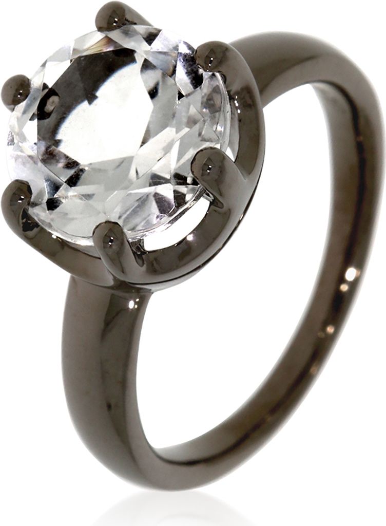 CBR11448 Ring mit 10 mm Bergkristall ca. 4,5 ct. Black Rhodium XEN