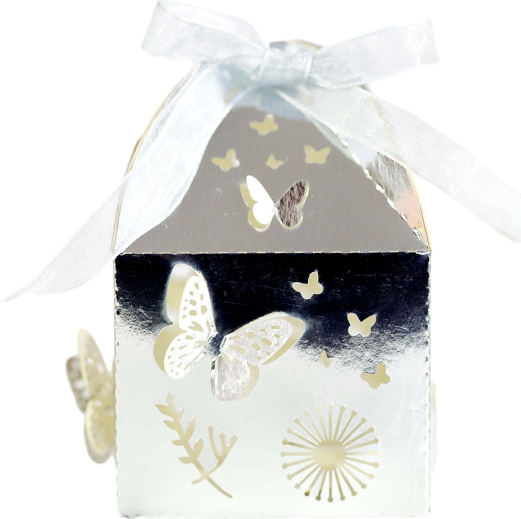 50Pcs Hochzeit Geschenk-Box, Laser Cut Candy Geschenk-Box Papier-Box Mit Band Für Hochzeit Dekoration Party Favor Kleine Geschenk-Verpackung