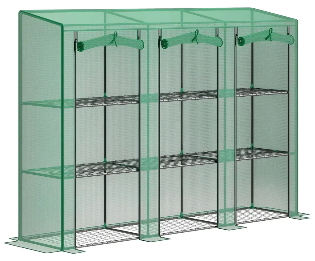 Grande serre de balcon verticale avec 9 rayons, bâche étanche vert clair
