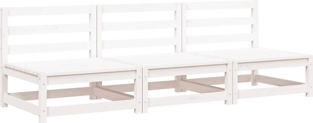 vidaXL Gartensofas ohne Armlehnen 3 Stk. Weiß 70x70x67 cm Kiefernholz