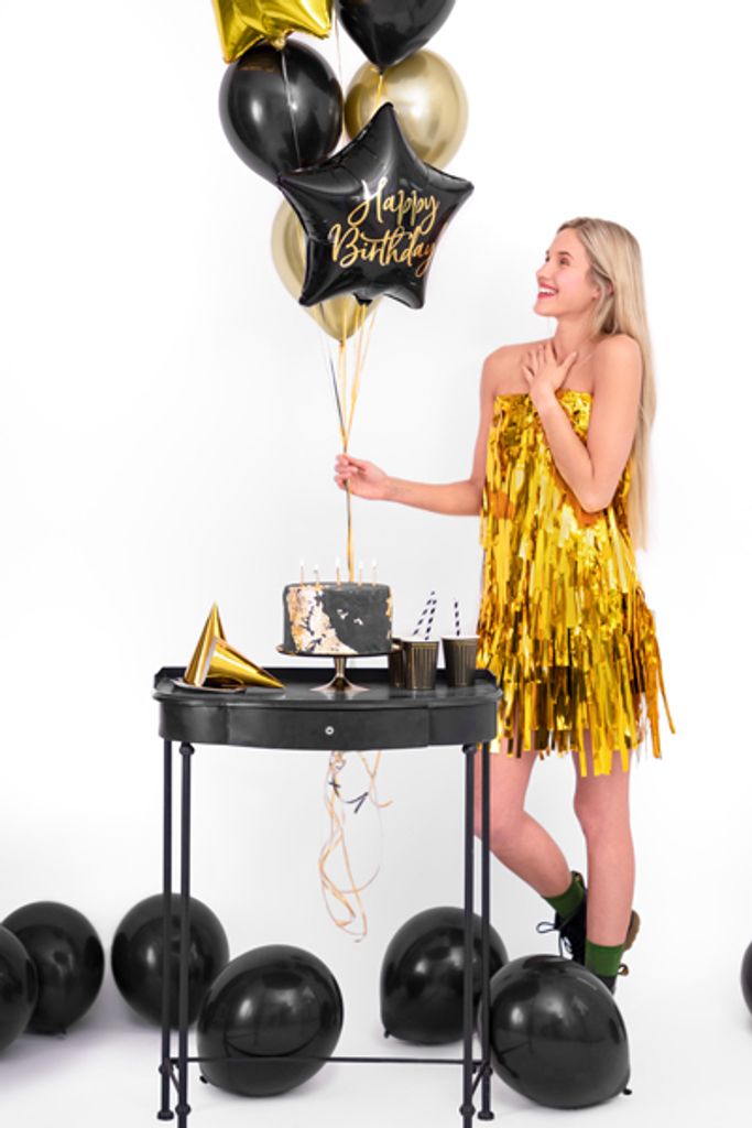 Fóliový balónek s hvězdou Happy Birthday 40cm černý Obrázek produktu 3