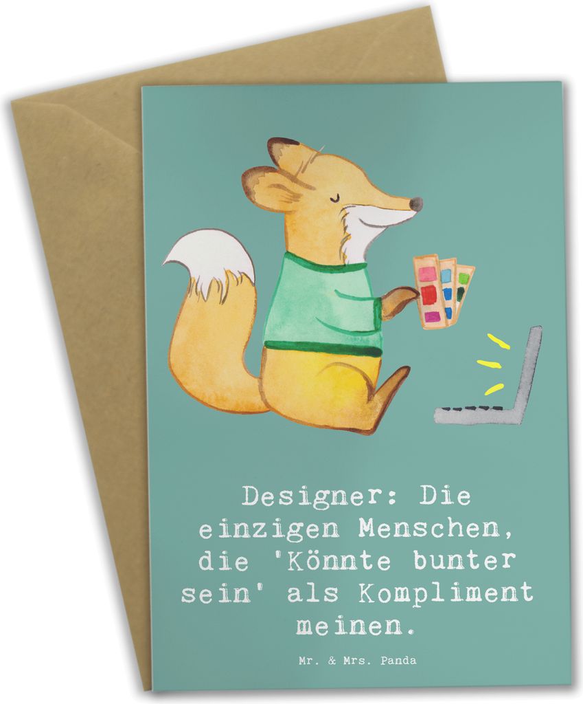 Mr. & Mrs. Panda Grußkarte Designer Kompliment - Meeresbrise - Geschenk, Grußkarten, einladungskarten, Webdesign, Berufsliebe, Kreativität, Gesc...