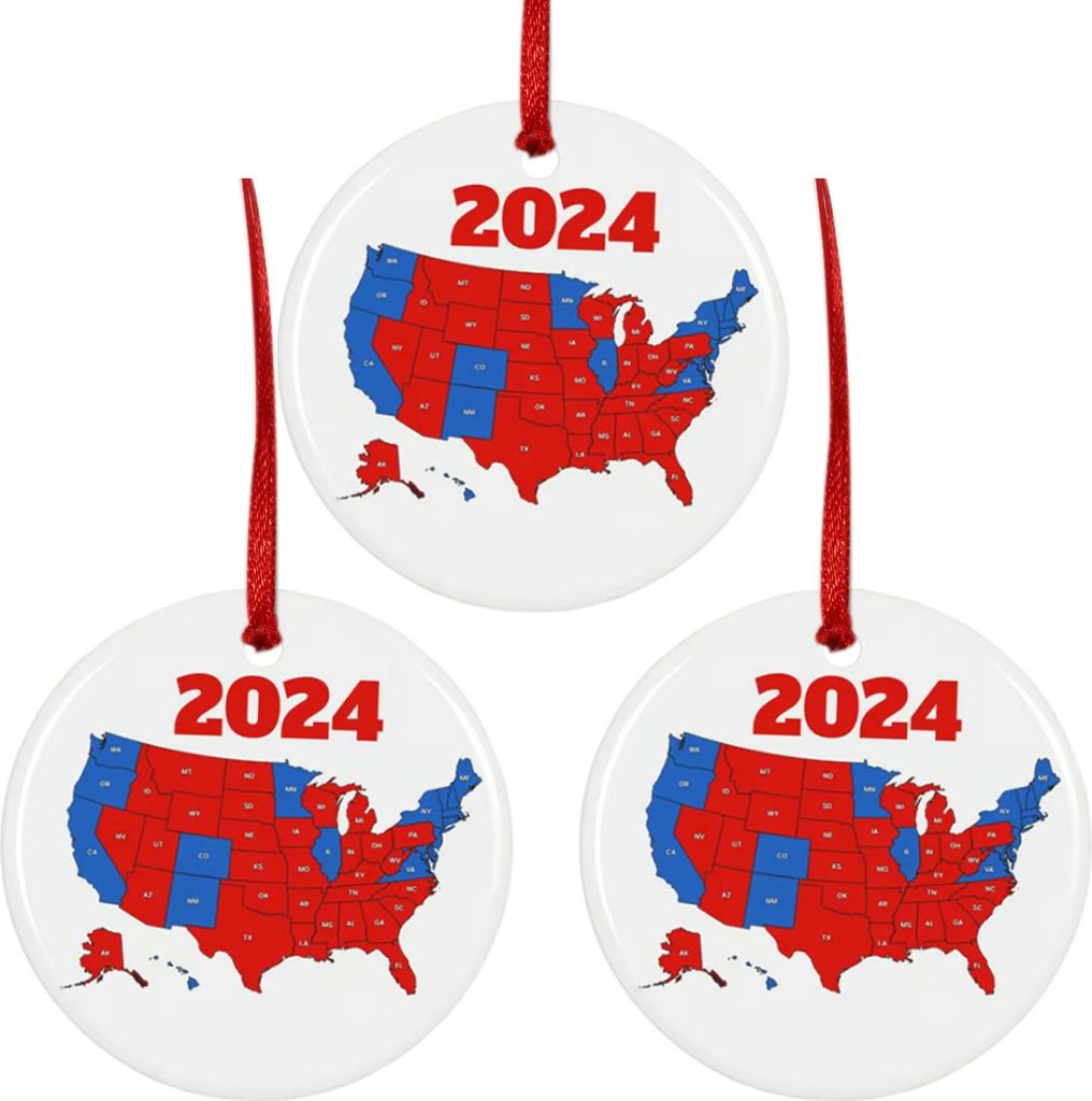1/2/3/5 Stück Ornament zur US-Präsidentschaftswahl 2024 Ergebnisse der US-Staatswahlen Weihnachtsbaumdekoration Gedenkandenken für Unterstützer