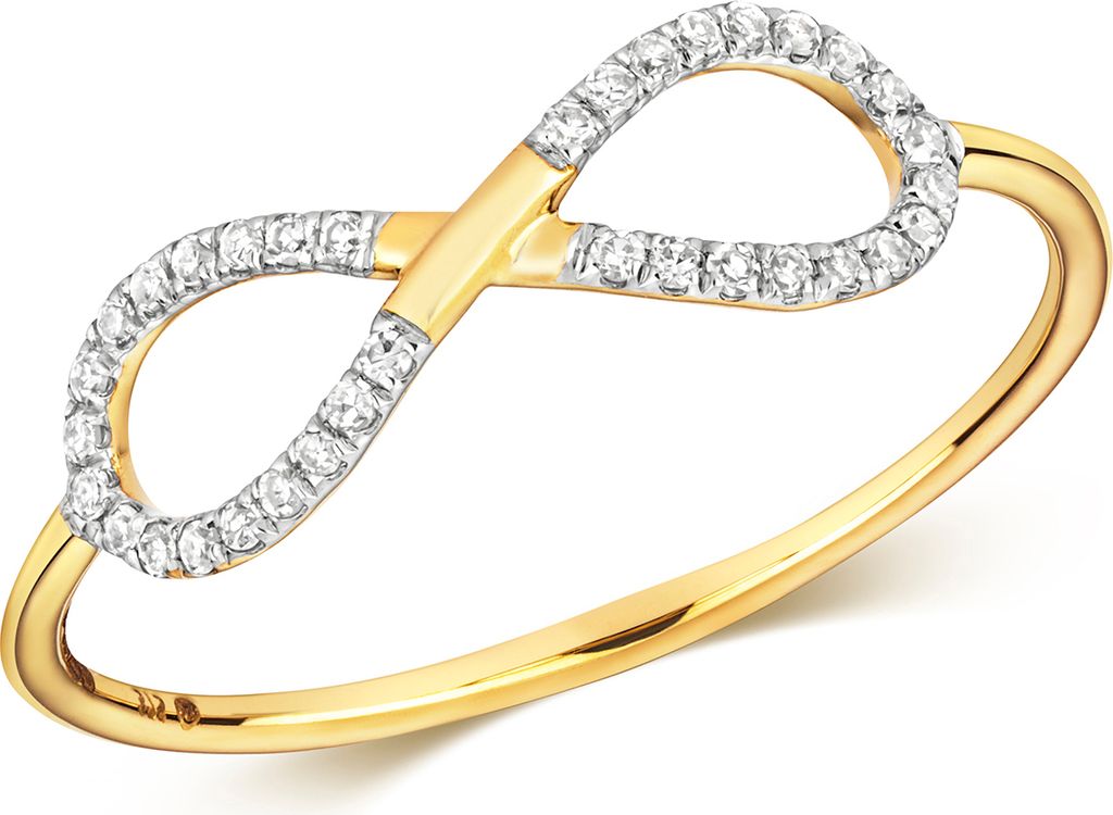 Funkelndes Feuer Wunderschöner 9 Karat (375) Gold Diamant Ring - Unendlichkeit Brillant-Schliff 0.10 Karat H - I1, 55 (17.5); TRS27965RSO
