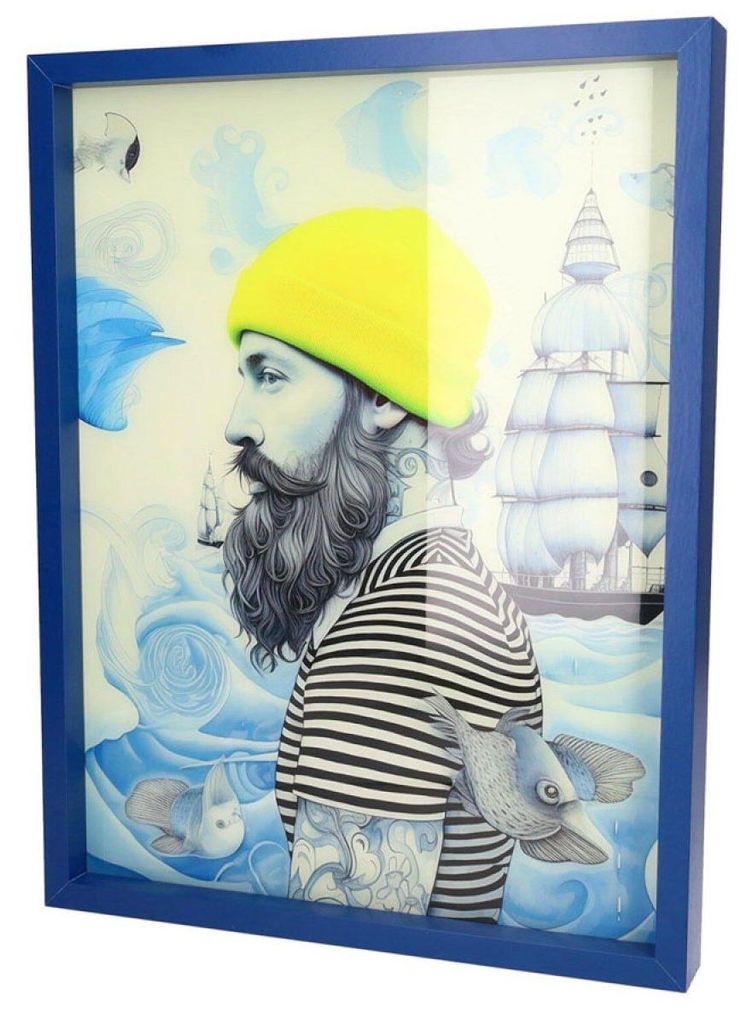 Gift Company Glasbild Love Frames Seemann Blau Gelb Produktbild 