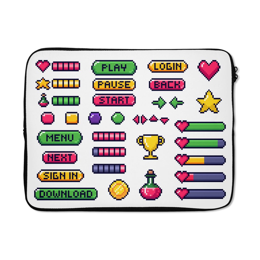 MuchoWow Laptop Hülle 15 Zoll Spiele - Pixel Art Laptoptasche - Laptoptasche - Sleeve - Rundum-Schutz