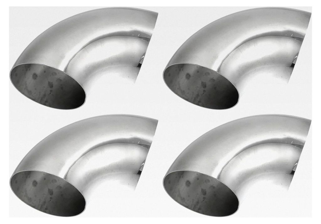 4 Stück 90 Grad 1,2 mm Edelstahl Auspuffbogen 3"
