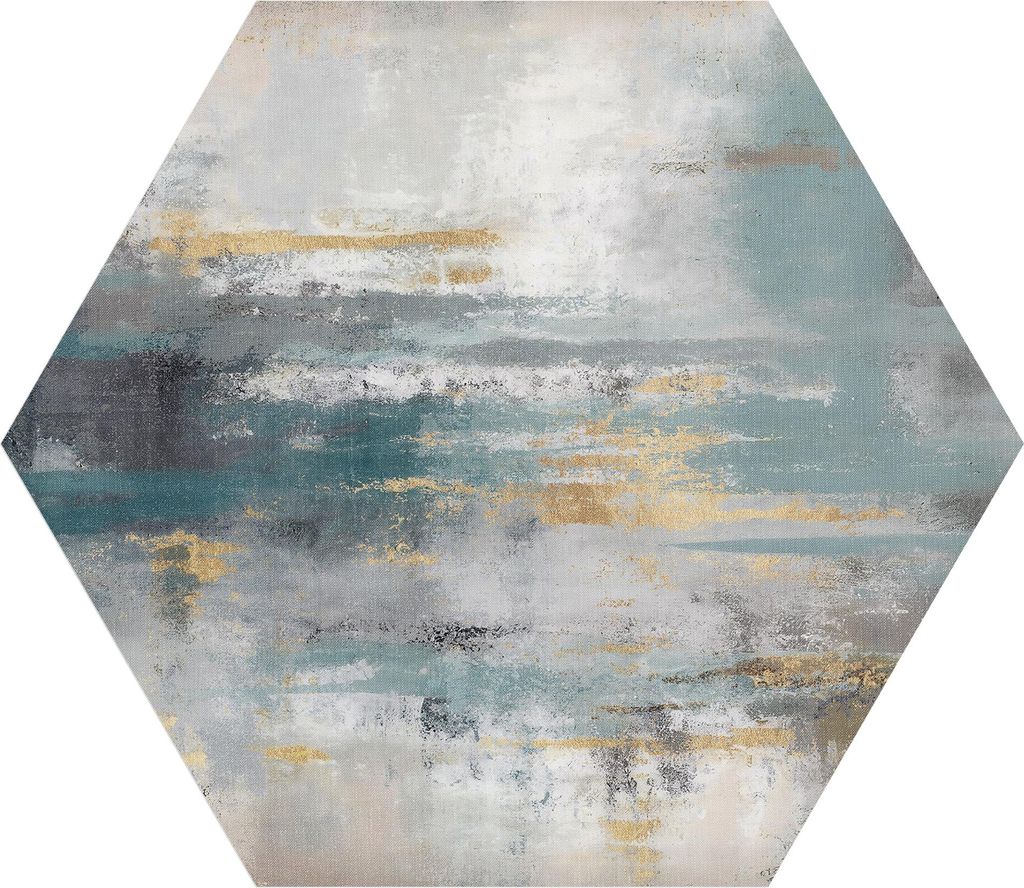 DEQORI Fototapete Sechseck 150x130 cm 'Träume im Dunst' Wand Tapete Leinwand Sticker