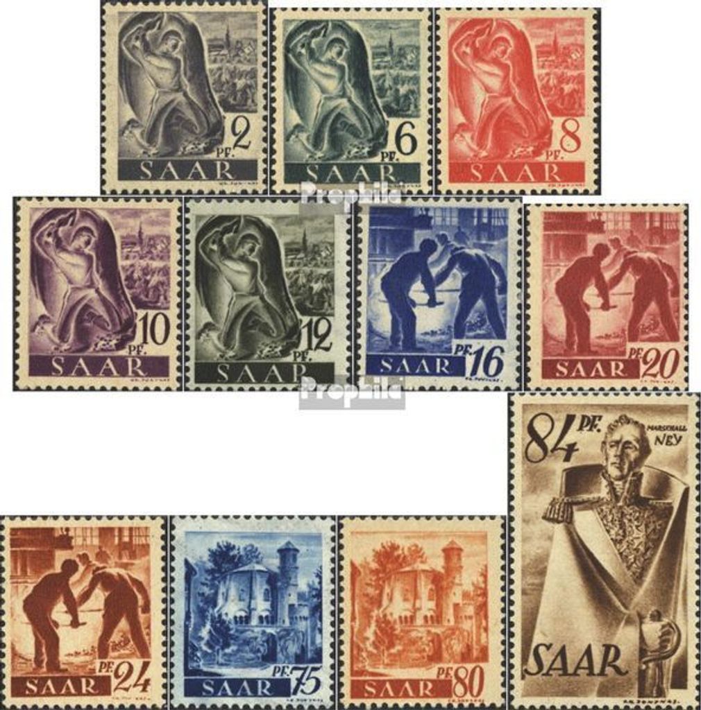 Briefmarken Saarland 1947 Mi 206,208-211,213-215, 222-224 gestempelt Berufe und Ansichten