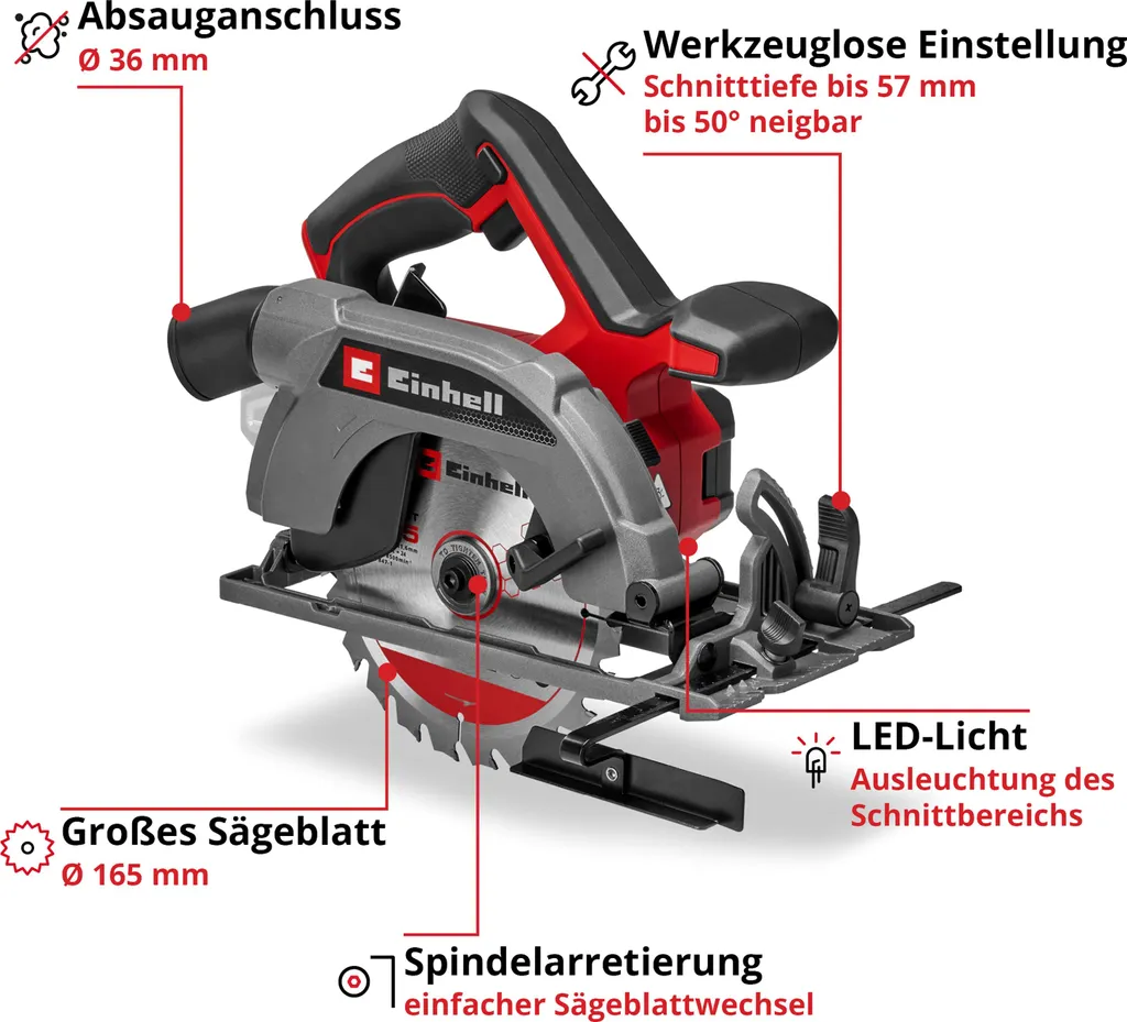 Sega Circolare Einhell 4331230 TE-CS 18/165-2 Li - Solo 18V PXC - 4