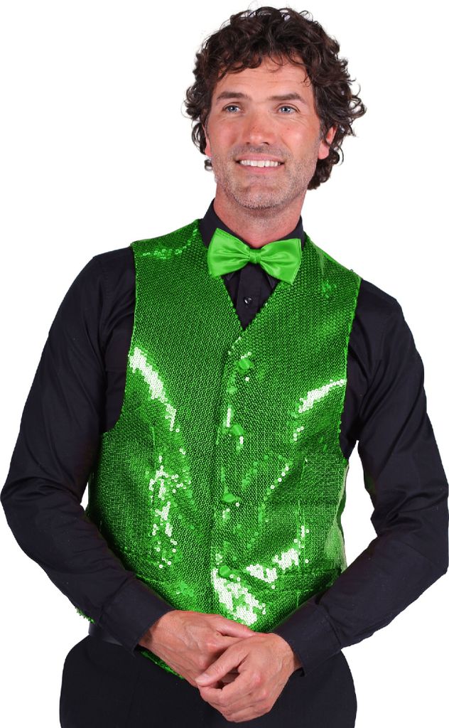 T0978-0300-M grün Herren Pailletten Weste Show Kostüm Gr.M