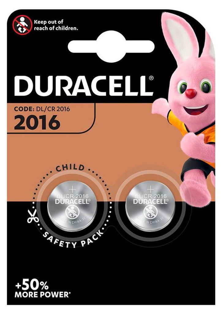 10 Micro Lithium Knopfzellen Duracell CR2016 (Verpackung 2 Stück) ø20x1,6mm