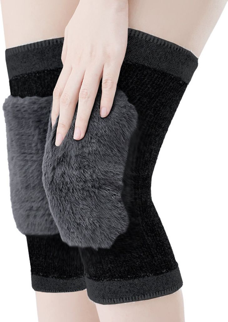 INF Kniewärmer aus Wolle für den Winter Schwarz