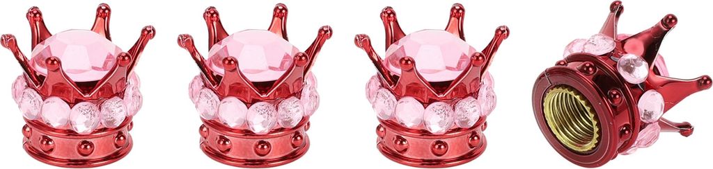 Reifenventilkappen 12,8x15,8MM Auto Radventilkappe ABS Kupfer Rot Pink Faux Kristall Krone Stil für Auto Fahrrad Motorrad LKW Anti-Crash Reifenven...