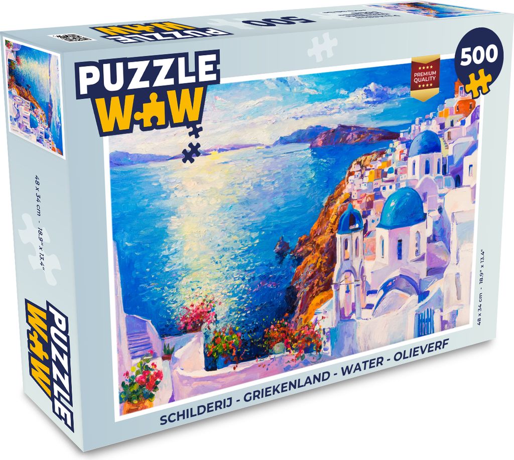 MuchoWow Puzzle 500 Teile Malerei - Griechenland - Wasser - Öl - 500 Teile - Kinder - Selberbauen - Puzzlespiele