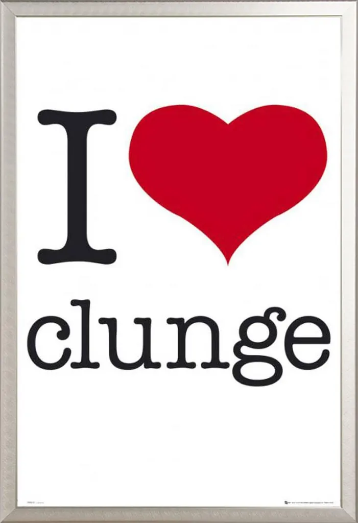 Poster I Love Clunge cadre aluminium argenté vitre acrylique anti-poussière
