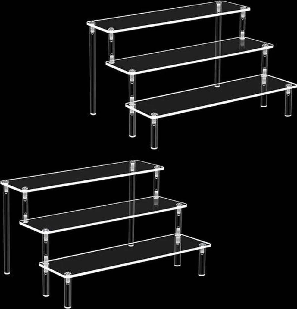 Présentoir de collection en acrylique à 3 niveaux - Lot de 2 supports