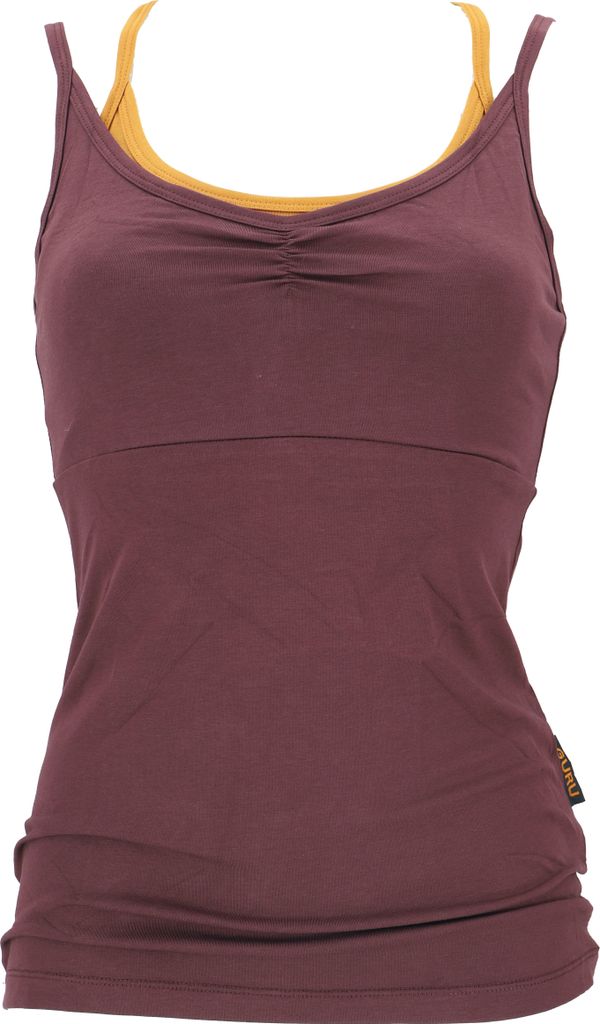 Yoga-Top mit Bra aus Baumwolle OM - Braun, Damen, Baumwolle(Bio),Elasthan, Größe: M