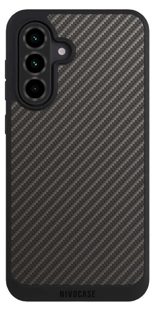 NIVOCASE Handyhülle für Samsung Galaxy A36 5G Hülle NIVOpure Case Schwarz Carbon Metallic Look Muster