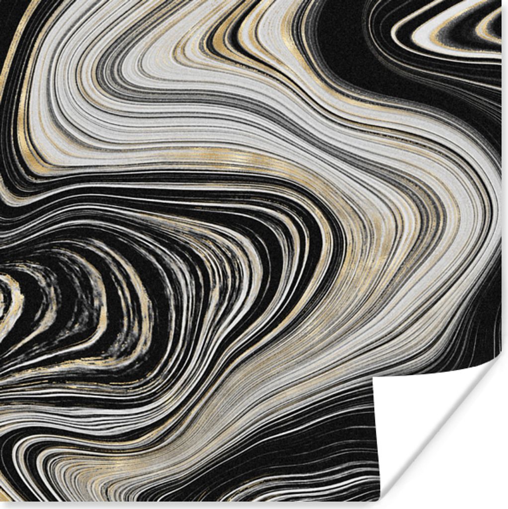 MuchoWow Poster Achatstein - Marmor - Gold - Edelsteine 50x50 cm - Wohnzimmerdekoration