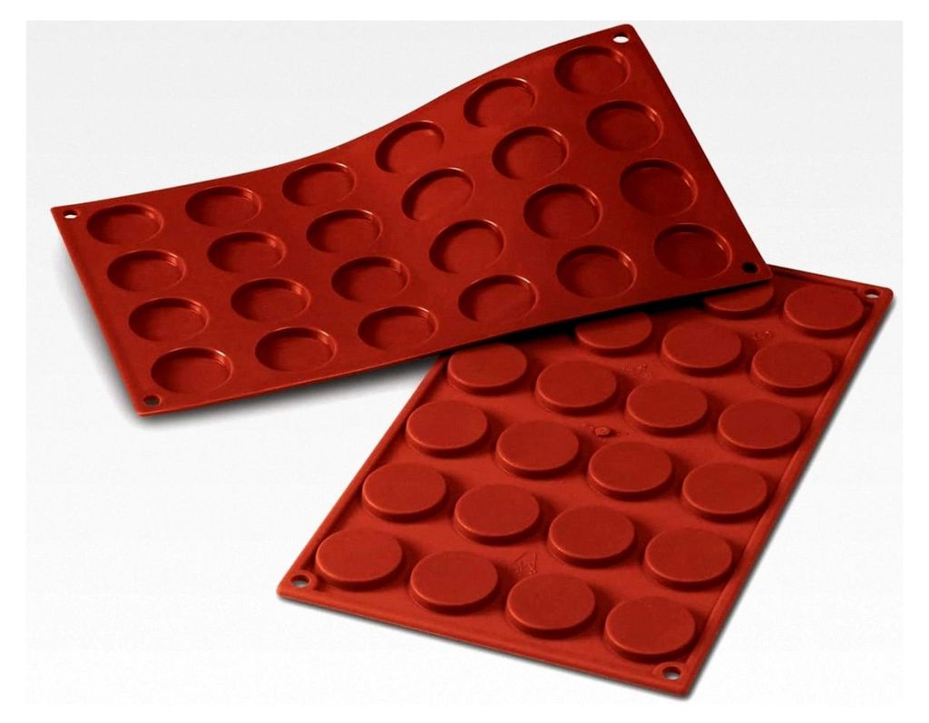 Silikonform für Florentiner Monoportionen, antihaftbeschichtet, 24 Monoportionen, 1 Kuchenform, Ø 35 h 5 mm, hergestellt in Italien