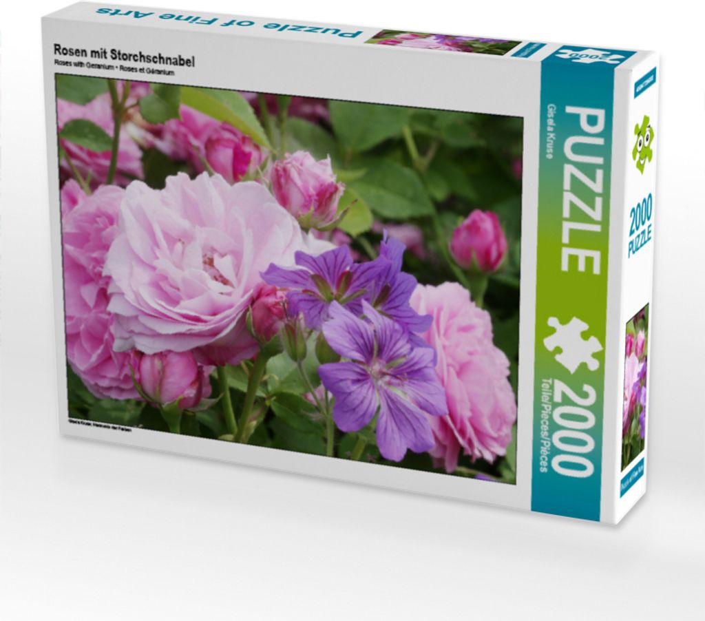 CALVENDO Puzzle Rosen mit Storchschnabel | 2000 Teile Lege-Größe 90x67cm Foto-Puzzle für glückliche Stunden