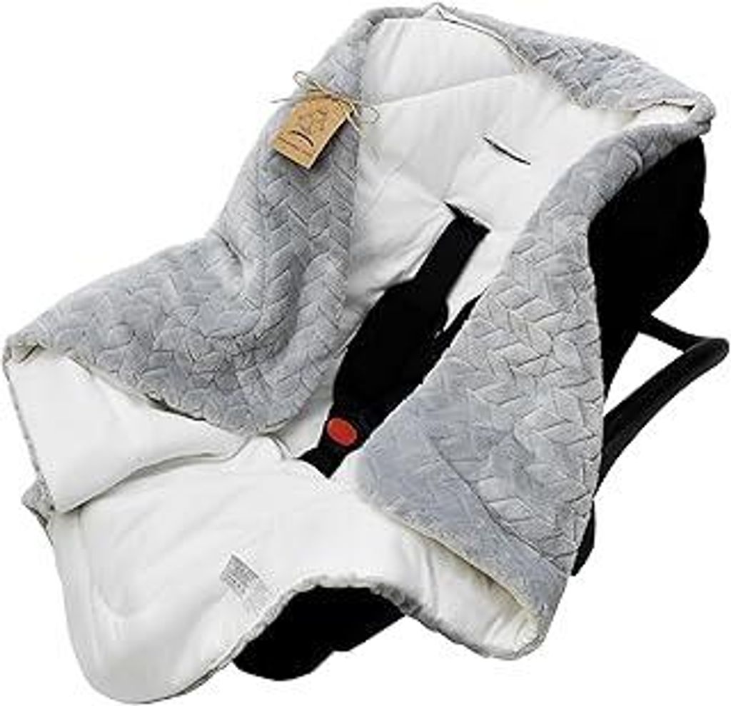 DANKAEinschlagdecke für Babyschale, Kinderwagen, Kindersitze und Maxi Cosi - Baby Decke für Neugeborene, 80x80cm, mit Kapuze und Klettverschluss ...