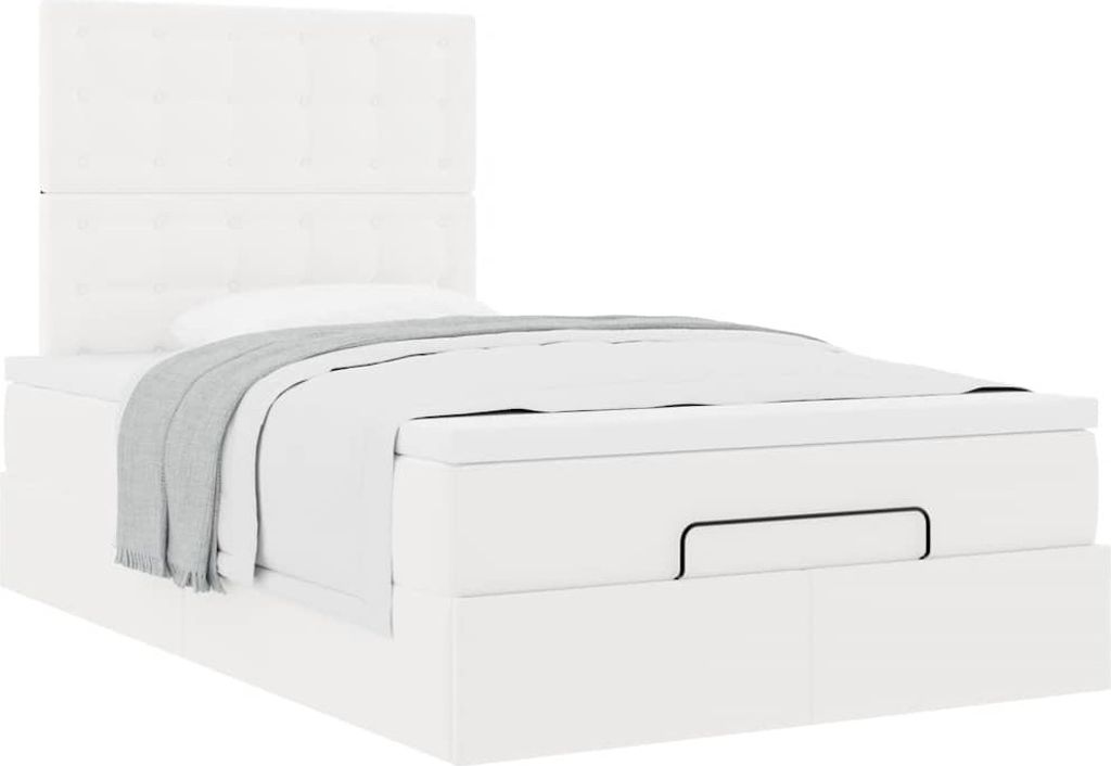 "Rabatt" Ottoman-Bett mit Großer Stauraum, mit Matratze, Weiß 120x190 cm Kunstleder - Klassische Betten CC11337