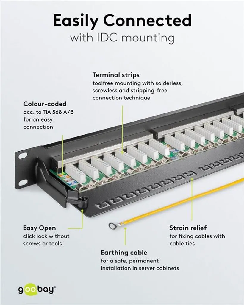 Distribuzione Rete Goobay 90854 CAT 6a STP 24 Porte Rack 19 Pollici - 8