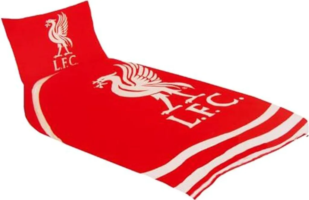 Parure de Lit Rouge Liverpool FC Design Pulse en Coton et Polyester