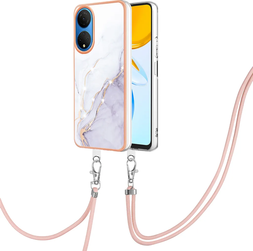 Custodia Bianca Honor X7: Cover Minimal TPU con Laccio Regolabile
