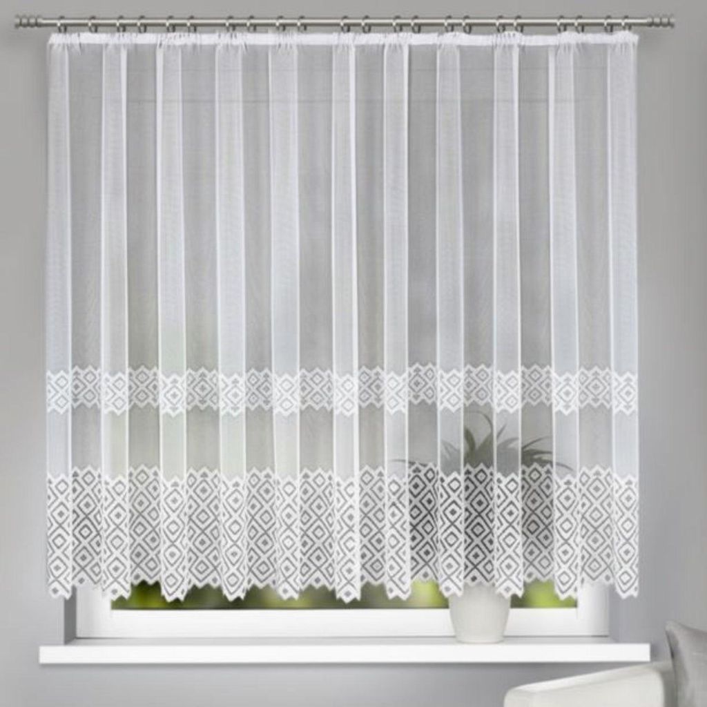 Gardine Jacquard Ella weiß mit Faltenband - Fensterstore von Albani: 145x450cm / Weiß Größe (HxB): 145x450cm Farbe: Weiß