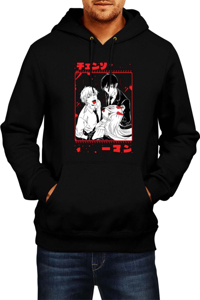 Herren Kapuzenpullover Manga Japan Anime Comics Animation Chainsaw Anime manga Man 16, Man 2XL / Schwarz