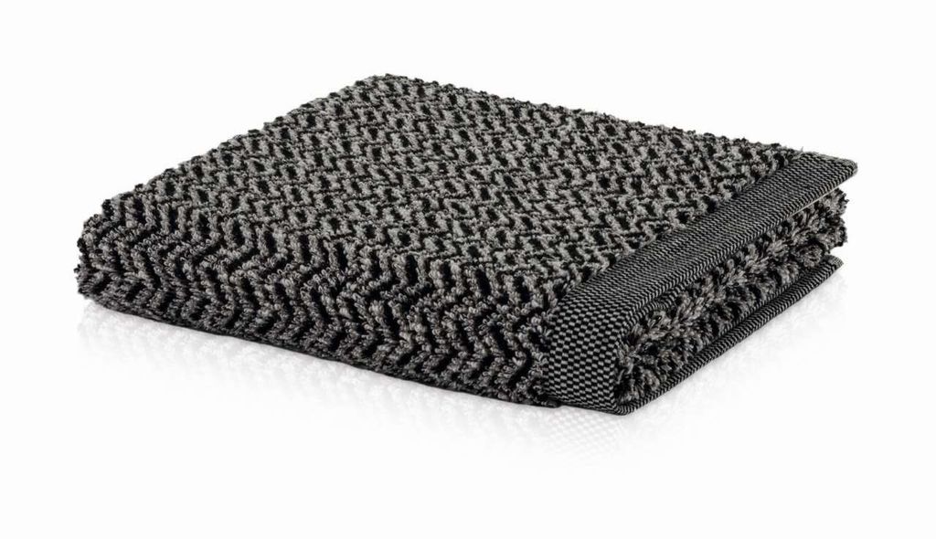 Möve Handtuch Uni Schlauchsaum Brooklyn Fischgrat Schwarz 80x150
