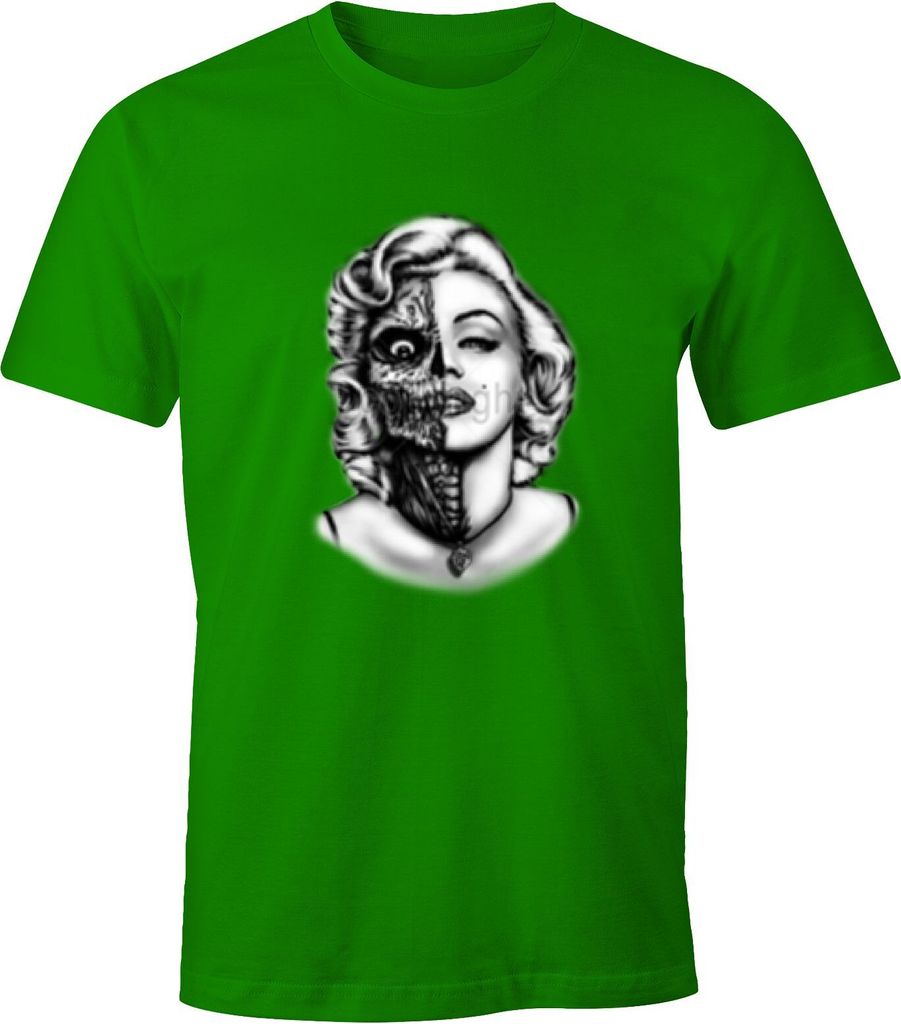 Herren T-Shirt Marylin Halb Zombie Halb Mensch Marilyn Monroe XS