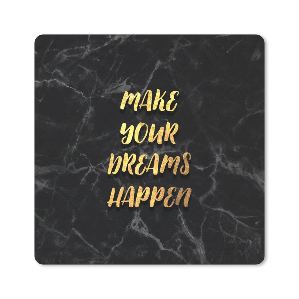 MuchoWow Mauspad Mousepad Zitate - Traum - Gold - Marmor 20x20 cm - Mousepads - Maus Mat - Pad - Mausunterlage - Desk Mat - Bureauartikeln