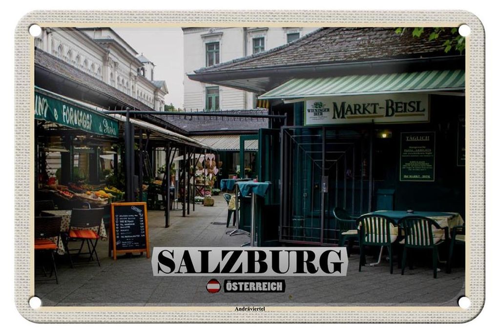 Blechschild Reise Salzburg Österreich Andräviertel 18x12cm Produktbild 