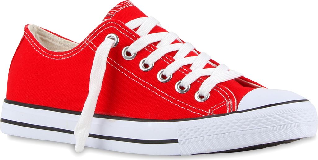 Mytrendshoe Herren Sneakers Low Basic Turnschuhe Bequeme Freizeit Schuhe 79444, Farbe: Rot, Größe: 36
