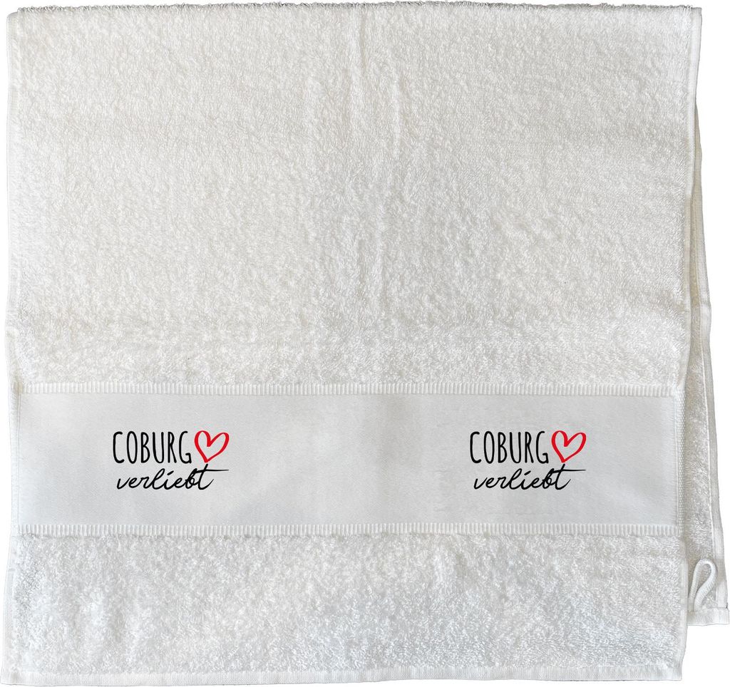 Huuraa Handtuch Coburg verliebt 50x100cm White Baumwolle Handtuch Geschenkidee