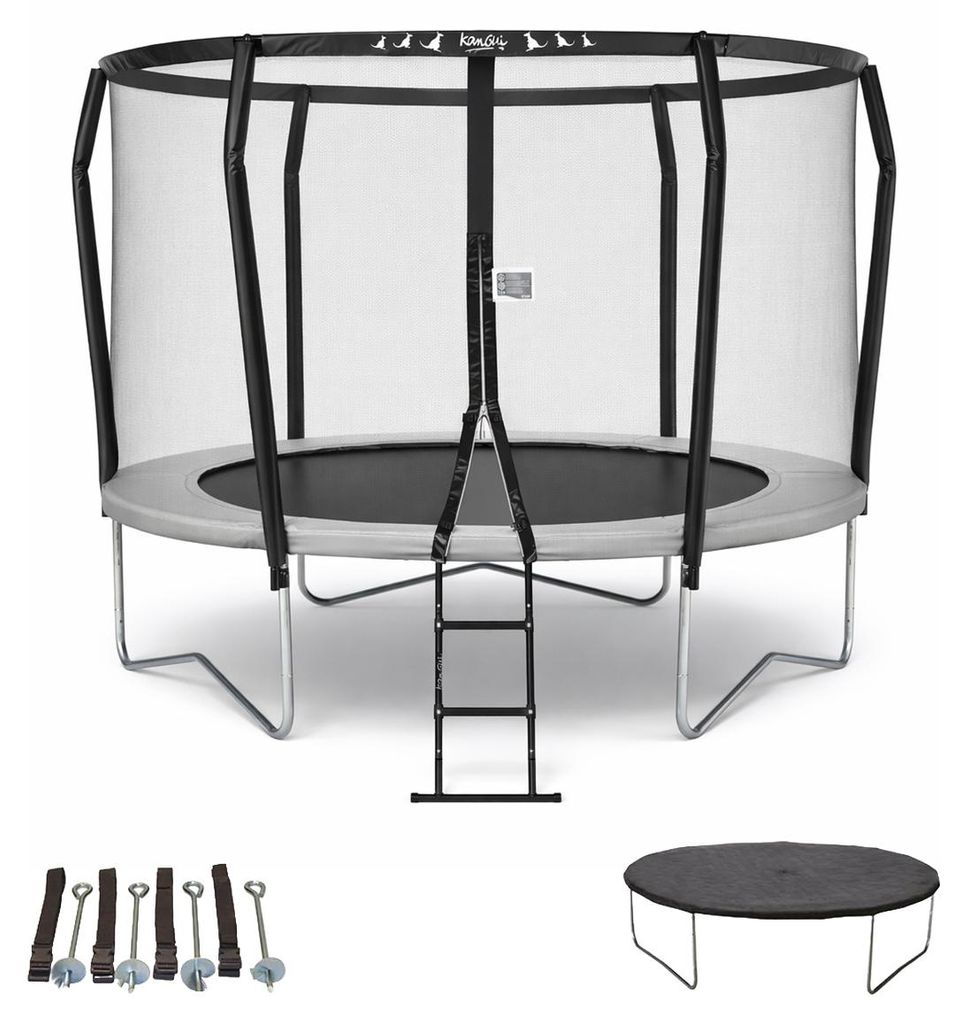 KANGUI - Premium-Trampolin Ø 300cm + Leiter + Abdeckplane + Verankerungsset – Famili 300