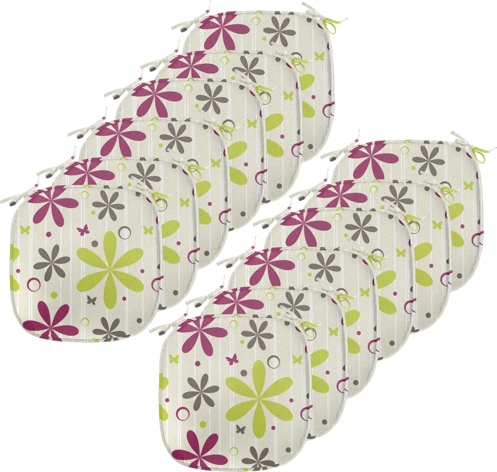 Coussin de Chaise Anti-Tache et Imperméable - Lot de 12 Vert et Taupe