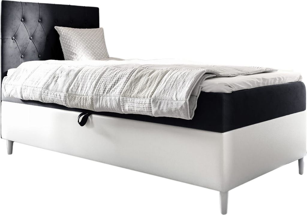 MEBLINI Kinderbett mit Bettkasten - Gepolstert Einzelbett mit Matratze - Polsterbett mit Stauraum - Bett mit Kopfteil - Stauraumbett - FILIPPO 1 - ...
