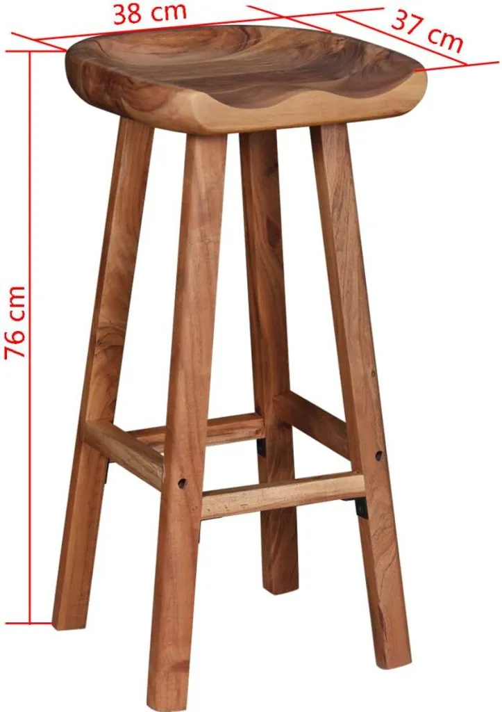 Tabouret de bar pour îlot central de cuisine - Bois Acacia Massif x2