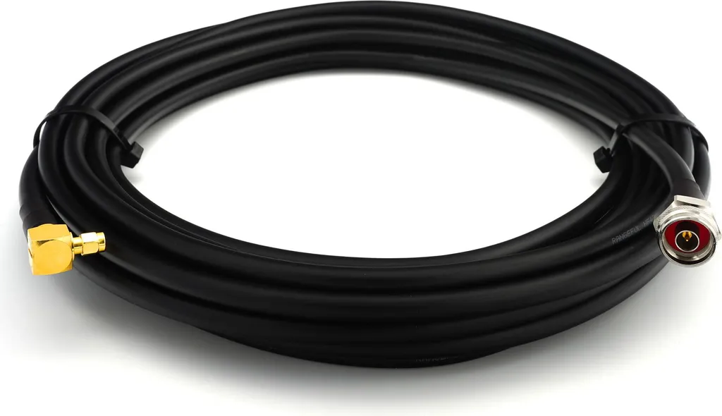 Cavo coassiale SMA maschio ad angolo retto a N maschio esagonale 5 m IP67 - LMR400 UF UltraFlex equivalente - 4